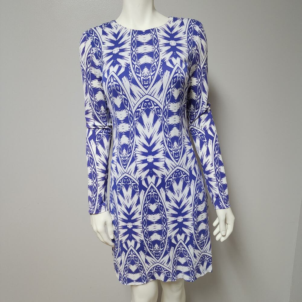 Atelier by Nicole Miller Purple and White Rayon Dress size M